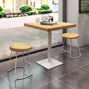 Bàn ghế Khai trương nhà hàng quán trà sữa Bàn ghế ăn thương mại Bàn vuông chân sắt rèn gỗ đặc 1016 - Hình 2