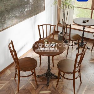 Bàn ghế Kiểu Mỹ phong cách cổ điển quán cà phê Bàn ghế gỗ món tráng miệng quán trà sữa Bàn tròn nhỏ nhà hàng phương tây thương mại Bàn ăn - Hình 3