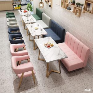 Bàn ghế Món tráng miệng đơn giản và tươi mát quán trà sữa Bàn ghế quán cà phê nhà hàng phương tây bánh hamburger quầy bar bán đồ ăn nhẹ dựa vào tường ghế sofa