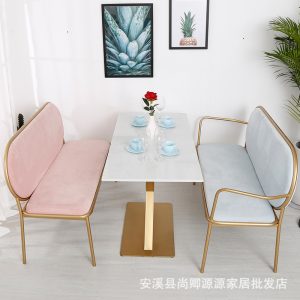 Bàn ghế Món tráng miệng giản dị cửa hàng trà sữa Bàn ghế Bắc Âu cafe ghế đôi ghế sofa hiện đại ghế dài ghế - Hình 2