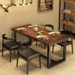 Bàn ghế Mỹ Gỗ Chắc Chắn Bàn Ăn Lẩu Cafe Bình Thường Bàn Ghế Nhà Hàng Sắt Rèn Bàn Ăn - Hình 2