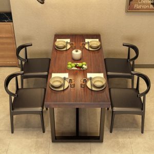 Bàn ghế Mỹ Gỗ Chắc Chắn Bàn Ăn Lẩu Cafe Bình Thường Bàn Ghế Nhà Hàng Sắt Rèn Bàn Ăn