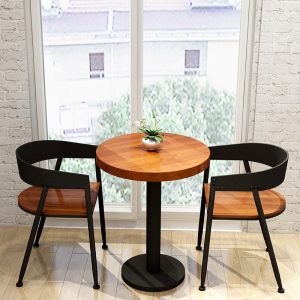 Bàn ghế Mỹ gỗ đặc quán cà phê Bàn ăn và ghế quán trà sữa giản dị sắt rèn phong cách cổ điển Bàn ghế quán nước giải khát Bàn tròn nhỏ - Hình 2
