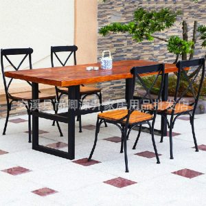 Bàn ghế Mỹ phong cách cổ điển Bàn ghế ăn bằng gỗ nguyên khối lẩu quán trà sữa cafe Bàn ghế Bàn họp văn phòng Bàn máy tính - Hình 2