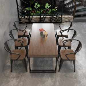 Bàn ghế Mỹ phong cách cổ điển Bàn nhà hàng quán bar cafe đăng nhập Bàn đàm phán quán trà sữa sắt rèn Bàn ăn và ghế - Hình 2