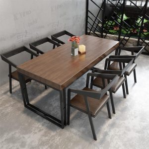 Bàn ghế Mỹ phong cách cổ điển Bàn nhà hàng quán bar cafe đăng nhập Bàn đàm phán quán trà sữa sắt rèn Bàn ăn và ghế