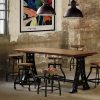 Bàn ghế Mỹ phong cách cổ điển gỗ rèn sắt nhà hàng Bộ bàn ghế ăn cafe thanh nâng Bàn ghế xoay phân