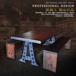 Bàn ghế Mỹ phong cách cổ điển gỗ rèn sắt nhà hàng Bộ bàn ghế ăn cafe thanh nâng Bàn ghế xoay phân - Hình 2