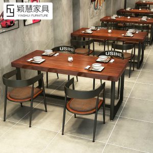 Bàn ghế Mỹ phong cách cổ điển nhà hàng Bàn ghế ăn quán lẩu Bàn gỗ nguyên khối cafe thịt nướng Bàn ghế thanh thương mại Bàn