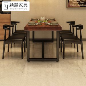 Bàn ghế Mỹ phong cách cổ điển nhà hàng Bàn ghế ăn quán lẩu Bàn gỗ nguyên khối cafe thịt nướng Bàn ghế thanh thương mại Bàn - Hình 4