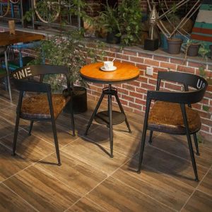 Bàn ghế Mỹ Sắt Cafe Nhà Hàng Nhỏ Bàn Nhạc Ăn Thanh Nhà Hàng Gỗ Chắc Chắn Bàn Ăn Ghế Tựa Lưng