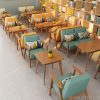 Bàn ghế Net Red Cafe Trà sữa Cửa hàng tráng miệng Bộ bàn ghế bằng gỗ nguyên khối đơn giản Thương lượng đơn giản Lễ tân Sách quầy bar Ghế sofa