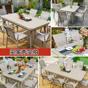 Bàn ghế ngoài trời Bắc Âu đơn giản với bàn hợp kim nhôm cho sân trên sân thượng và ban công - Hình 4