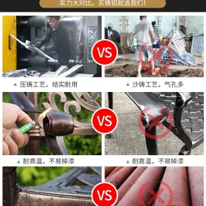 Bàn Ghế Ngoài Trời Nhôm Đúc Phong Cách Châu Âu Bàn Ăn Giải Trí Sân Vườn Sân Thượng Biệt Thự Nhà Sắt Nội Thất Sân Ngoài Trời - Hình 4