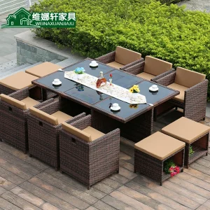Bàn Ghế Ngoài Trời PE Mây Ban Công Biệt Thự Sân Sofa Giải Trí Sân Thượng Chống Nắng Chống Nắng Bộ Bàn Ghế Sân Vườn - Hình 2