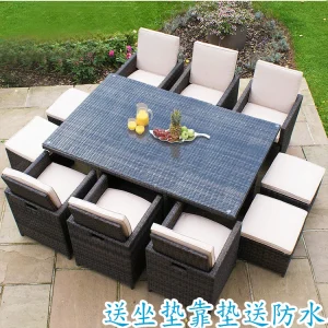 Bàn Ghế Ngoài Trời PE Mây Ban Công Biệt Thự Sân Sofa Giải Trí Sân Thượng Chống Nắng Chống Nắng Bộ Bàn Ghế Sân Vườn - Hình 3