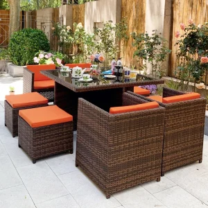 Bàn Ghế Ngoài Trời PE Mây Ban Công Biệt Thự Sân Sofa Giải Trí Sân Thượng Chống Nắng Chống Nắng Bộ Bàn Ghế Sân Vườn - Hình 4
