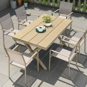 Bàn Ghế Ngoài Trời Phong Cách Bắc Âu - Gỗ Nhựa Chất Lượng - Hình 2
