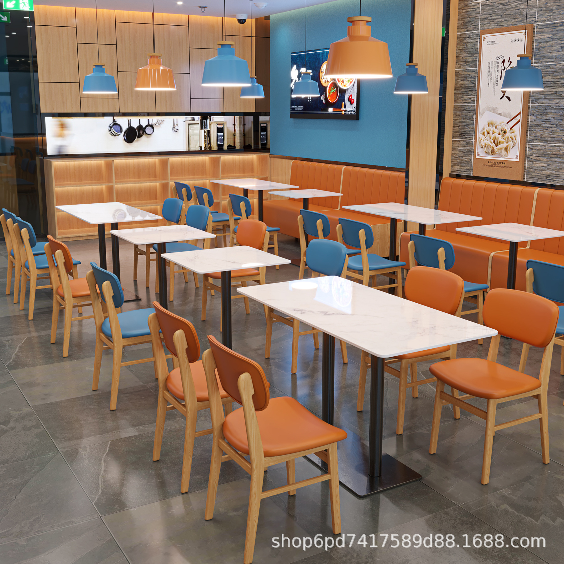 Bàn ghế Nhà hàng ẩm thực Hồ Nam ghế sofa dựa vào tường tấm đá Bàn ăn chuỗi cửa hàng trà sữa nhà hàng thức ăn nhanh đồ uống lạnh ghế gỗ cứng Bàn ghế Nhà hàng ẩm thực Hồ Nam ghế sofa dựa vào tường tấm đá Bàn ăn chuỗi cửa hàng trà sữa nhà hàng thức ăn nhanh đồ uống lạnh ghế gỗ cứng