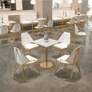 Bàn ghế Nhà hàng bắc âu đơn giản bằng đá cẩm thạch trắng Bàn vuông cà phê quán trà sữa Bàn ghế lưới màu đỏ tráng miệng Bàn ăn