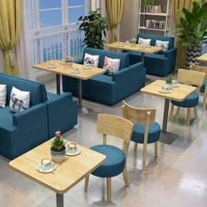 Bàn Ghế Nhà Hàng Bắc Âu Trà Sữa Cửa Hàng Món Tráng Miệng Ghế Bàn Ghế Cafe Phòng Triển Lãm Ghế Thông Thường Bàn Gỗ Đặc - Hình 2