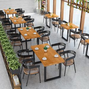 Bàn ghế Nhà hàng cafe Bàn ăn gỗ đặc Bàn ghế giải trí sắt rèn quán lẩu quán trà sữa quán ăn Bàn ghế - Hình 2