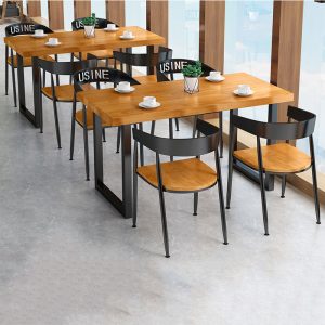 Bàn ghế Nhà hàng cafe Bàn ăn gỗ đặc Bàn ghế giải trí sắt rèn quán lẩu quán trà sữa quán ăn Bàn ghế - Hình 4