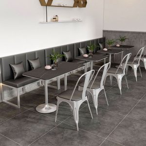 Bàn ghế Nhà hàng công nghiệp phương Tây giản dị ghế sofa bằng sắt rèn ghế đơn giản quán cà phê quầy bar ăn uống tấm đá hình chữ nhật Bàn ăn và ghế - Hình 2