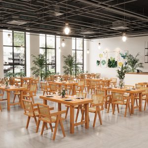 Bàn ghế Nhà hàng đơn giản hiện đại khách sạn Bàn ăn gỗ đặc thương mại trong nhà quán cà phê Bàn ghế Bàn ăn nhiều người tại nhà - Hình 2