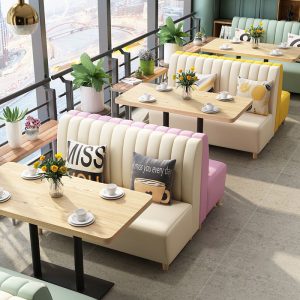 Bàn ghế Nhà hàng hiện đại ghế sofa Bàn ghế quán trà sữa ăn nhẹ cafe sofa ghế tươi món tráng miệng cửa hàng Bàn - Hình 2