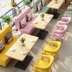 Bàn ghế Nhà hàng hiện đại ghế sofa Bàn ghế quán trà sữa ăn nhẹ cafe sofa ghế tươi món tráng miệng cửa hàng Bàn - Hình 3