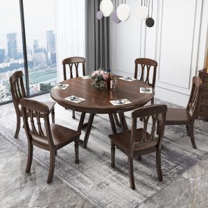 Bàn ghế Nhà hàng phong cách cổ điển kiểu Mỹ Bàn ăn và ghế bằng gỗ nguyên khối Bàn tròn lớn 10 người Bàn ăn kiểu phương Tây Bàn ăn hình chữ nhật - Hình 2