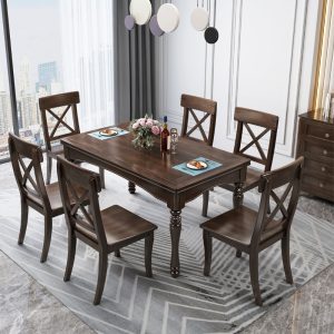 Bàn ghế Nhà hàng phong cách cổ điển kiểu Mỹ Bàn ăn và ghế bằng gỗ nguyên khối Bàn tròn lớn 10 người Bàn ăn kiểu phương Tây Bàn ăn hình chữ nhật - Hình 3