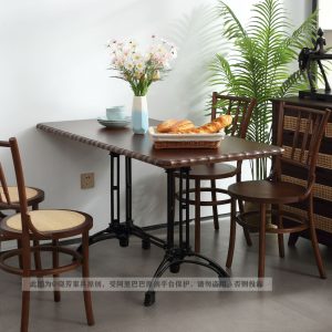 Bàn ghế nhà hàng quán cà phê sóng Bàn dài Bàn ăn gỗ chắc chắn thương mại ghế tráng miệng quán trà sữa Bàn ghế gỗ - Hình 2