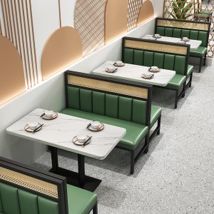 Bàn ghế Nhà hàng quán trà sữa Bàn ghế dựa vào tường sắt rèn bài chủ đề ghế sofa Bàn ăn Bàn ghế cafe - Hình 3