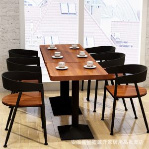 Bàn ghế Nhà hàng sắt mỹ nghệ gỗ đặc quán cà phê quán trà sữa Bàn ghế Bàn vuông nhỏ Bàn tròn Bàn cà phê Bàn ghế đàm phán