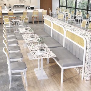 Bàn ghế Nhà hàng trà ghế nhà hàng quán cà phê Đông Nam Á dệt mây sắt nghệ thuật Bàn ăn ghế lưới đỏ ghế sofa - Hình 2