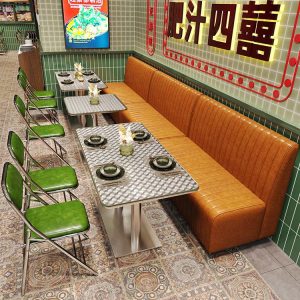 Bàn ghế nhà hàng trà phong cách Hồng Kông ghế ghế sofa phong cách công nghiệp cửa hàng thịt nướng Bàn ghế gấp cổ điển thương mại