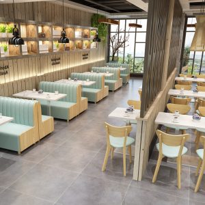 Bàn ghế nhà hàng trà sữa ghế sofa Bàn ghế cà phê nhà hàng tây bán nguyệt hình chữ U góc tường ghế đẩu vị trí L - Hình 2