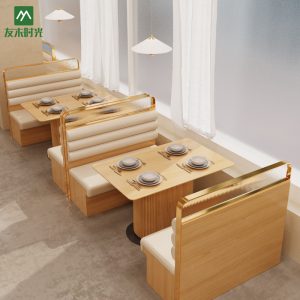 Bàn ghế Nhà hàng wabi-sabi gỗ đặc mây quán cà phê Bàn ghế chuỗi nhà hàng phương tây chủ đề nhà hàng ghế sofa - Hình 3