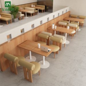 Bàn ghế Nhà máy món tráng miệng nhà hàng trà sữa khu giải trí nhà hàng phương tây Bàn ghế gỗ cứng cafe ghế sofa - Hình 4