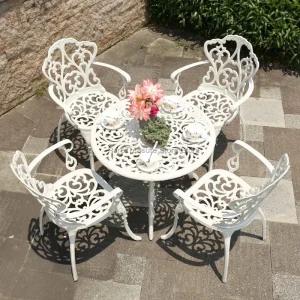 Bàn ghế nhôm đúc ngoài trời Sân vườn Khách sạn Urniture Sân thượng Kết hợp giải trí Bàn tròn bằng kim loại