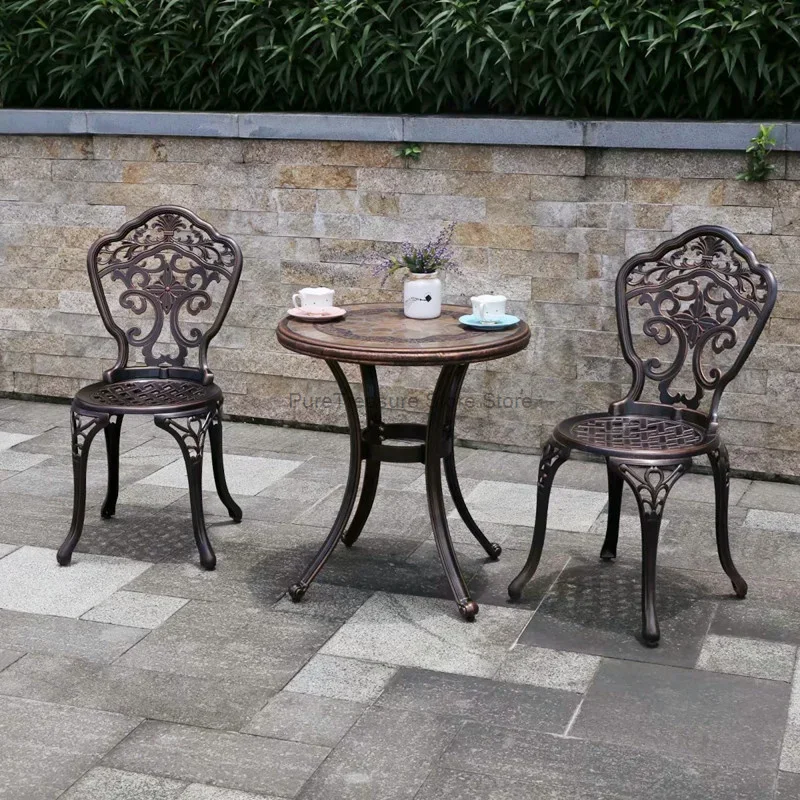 Bàn ghế nhôm đúc ngoài trời Sân vườn Khách sạn Urniture Sân thượng Kết hợp giải trí Bàn tròn bằng kim loại - Hình 4 Bàn ghế nhôm đúc ngoài trời Sân vườn Khách sạn Urniture Sân thượng Kết hợp giải trí Bàn tròn bằng kim loại - Hình 4