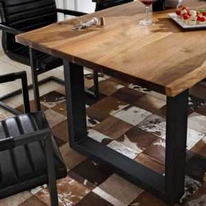 Bàn ghế Nội Thất Mỹ Gỗ Chắc Chắn Bàn Ăn Hình Chữ Nhật Sắt Rèn Phong Cách Công Nghiệp Cà Phê Giải Trí Bàn Văn Phòng Bàn Dài - Hình 2