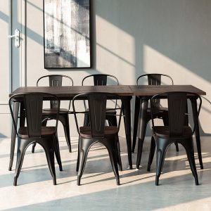 Bàn ghế Nước Mỹ Bàn Ăn Gỗ Sắt Rèn Vuông Bàn Ăn Đơn Giản Nhỏ Vuông Nhà Hàng Cà Phê Quán Trà Sữa Bàn Ghế - Hình 2
