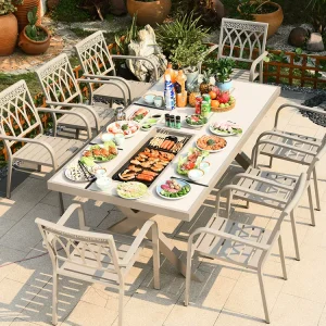 Bàn Ghế Nướng Hợp Kim Nhôm ngoài trời - Bàn Nướng Bắc Âu, Bàn Nướng Gia Đình, Bếp Nướng Điện, Bàn Nướng Sân Biệt Thự
