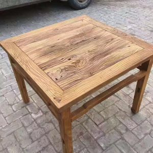 Bàn ghế Old Elm Eight Immortals Bàn ăn Bàn cà phê khuếch tán Bàn ghế Hoa văn phong hóa Bàn vuông Bàn trà gỗ nguyên khối Khách sạn Homestay Bàn cửa bảng - Hình 2