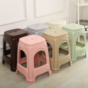 Bàn ghế Phân nhựa bán buôn gia đình dày người lớn phòng khách Bàn ăn ghế phân vuông phân tròn băng ghế dự bị nhựa nấu keo cao phân