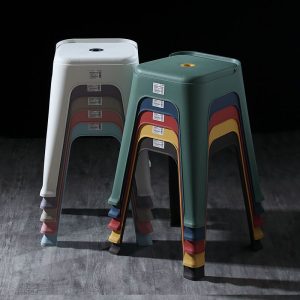 Bàn ghế Phân nhựa dày nhà Bắc Âu Phong cách phòng khách ăn và ghế lưới đỏ trắng nấu keo chống trượt phân cao - Hình 2