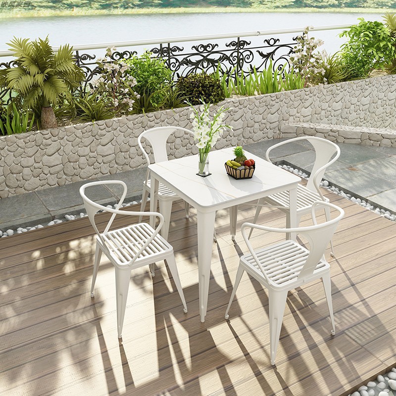 Bàn ghế Phiến đá Bắc Âu Bàn ghế ngoài trời sân ngoài trời đàm phán Bàn ăn gỗ nhựa ghế cafe giải trí một Bàn bốn ghế - Hình 4 Bàn ghế Phiến đá Bắc Âu Bàn ghế ngoài trời sân ngoài trời đàm phán Bàn ăn gỗ nhựa ghế cafe giải trí một Bàn bốn ghế - Hình 4